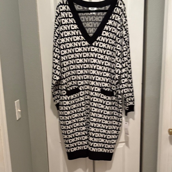 DONNA KAREN NEW YORK Dresses & Skirts - DKNY Black and White Logo Midi Dress